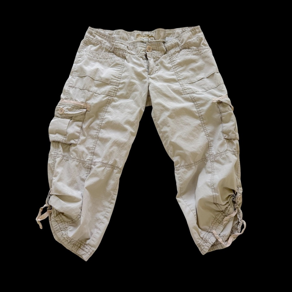Y2K Younique Khaki Tan Cotton Cargo Capri Pants Size 9 TJ31871 Utility Y2K‎